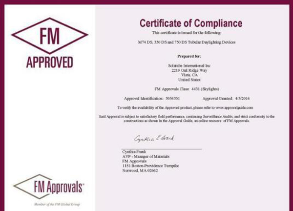 索樂圖導(dǎo)光管認(rèn)證證書